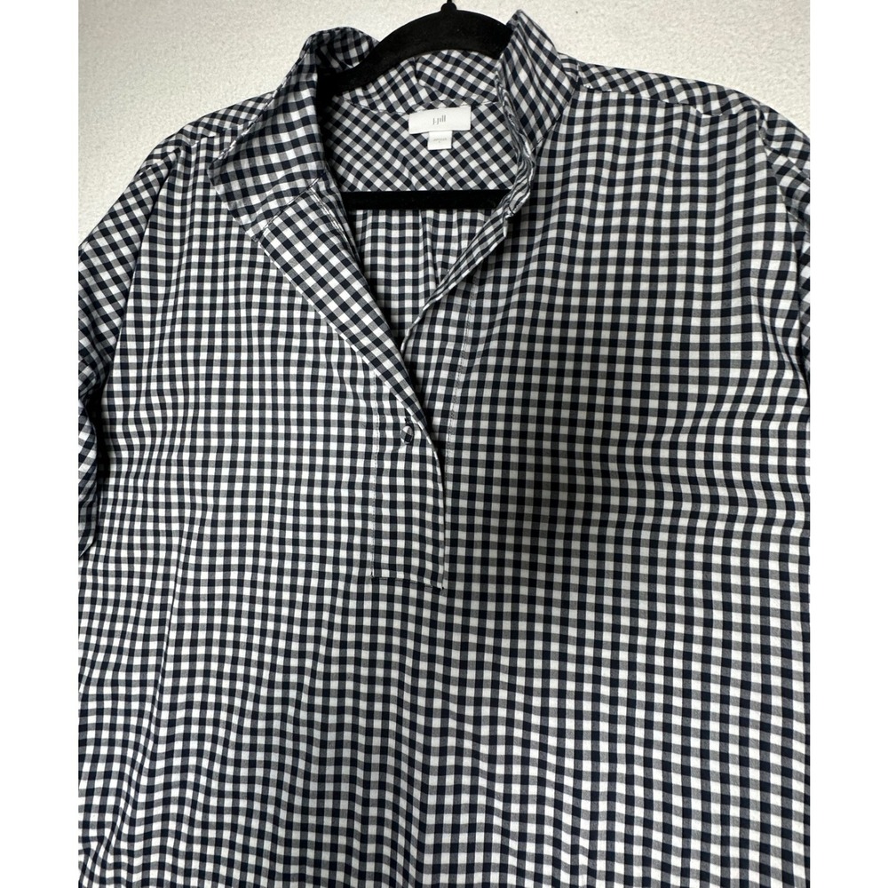 J. Jill Black White Gingham Popover Tunic Top 3/4 Sleeve Size Large - Picture 4 of 8
